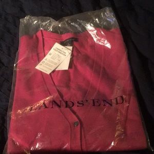 NWT, women’s L raspberry lands’ end cardigan